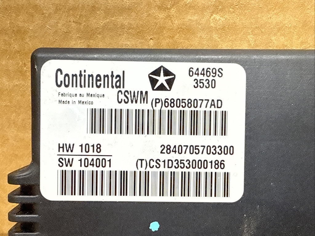 2011 Chrysler 300 Front Driver Seat Heat Control Module 68058077AD1