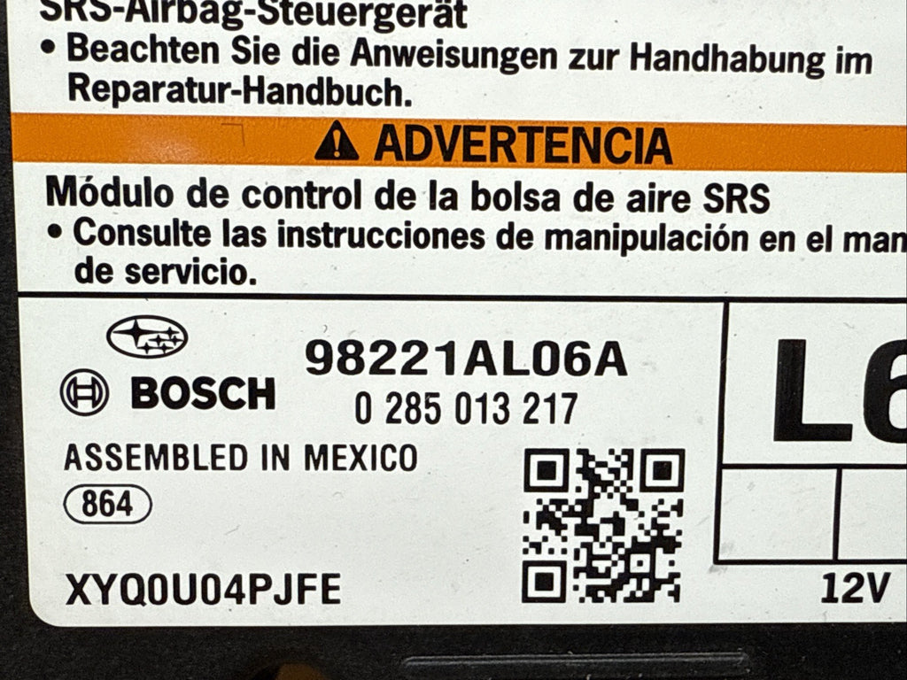 2016 2017 Subaru Outback Legacy Air Bag Airbag Control Module 98221AL06A1
