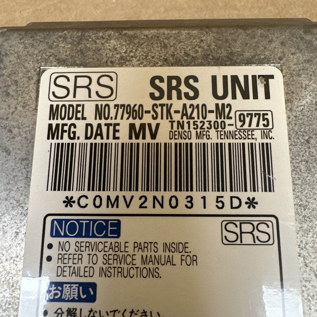 Acura RDX AirBag Air Bag Restraint Control Module 77960 STK A210 M21