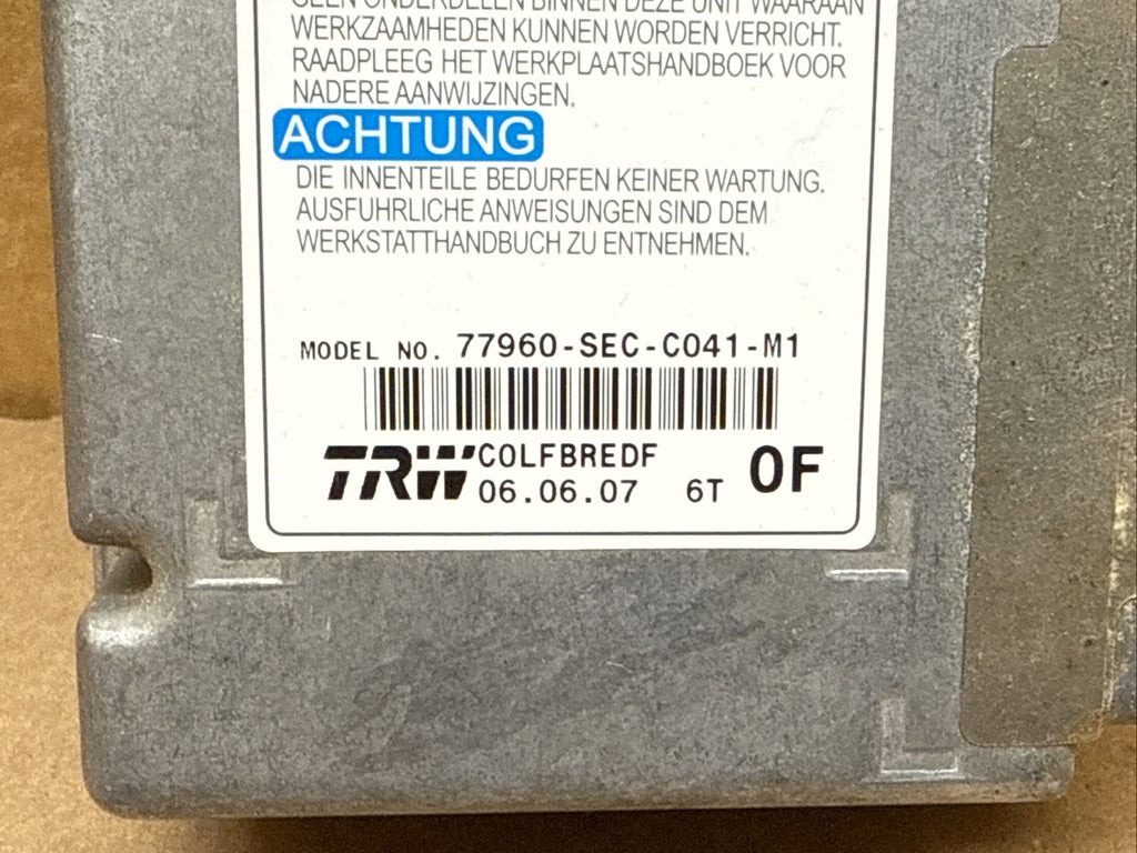 Acura TSX Air Bag Airbag Computer Control Module 77960 SEC C041 M11