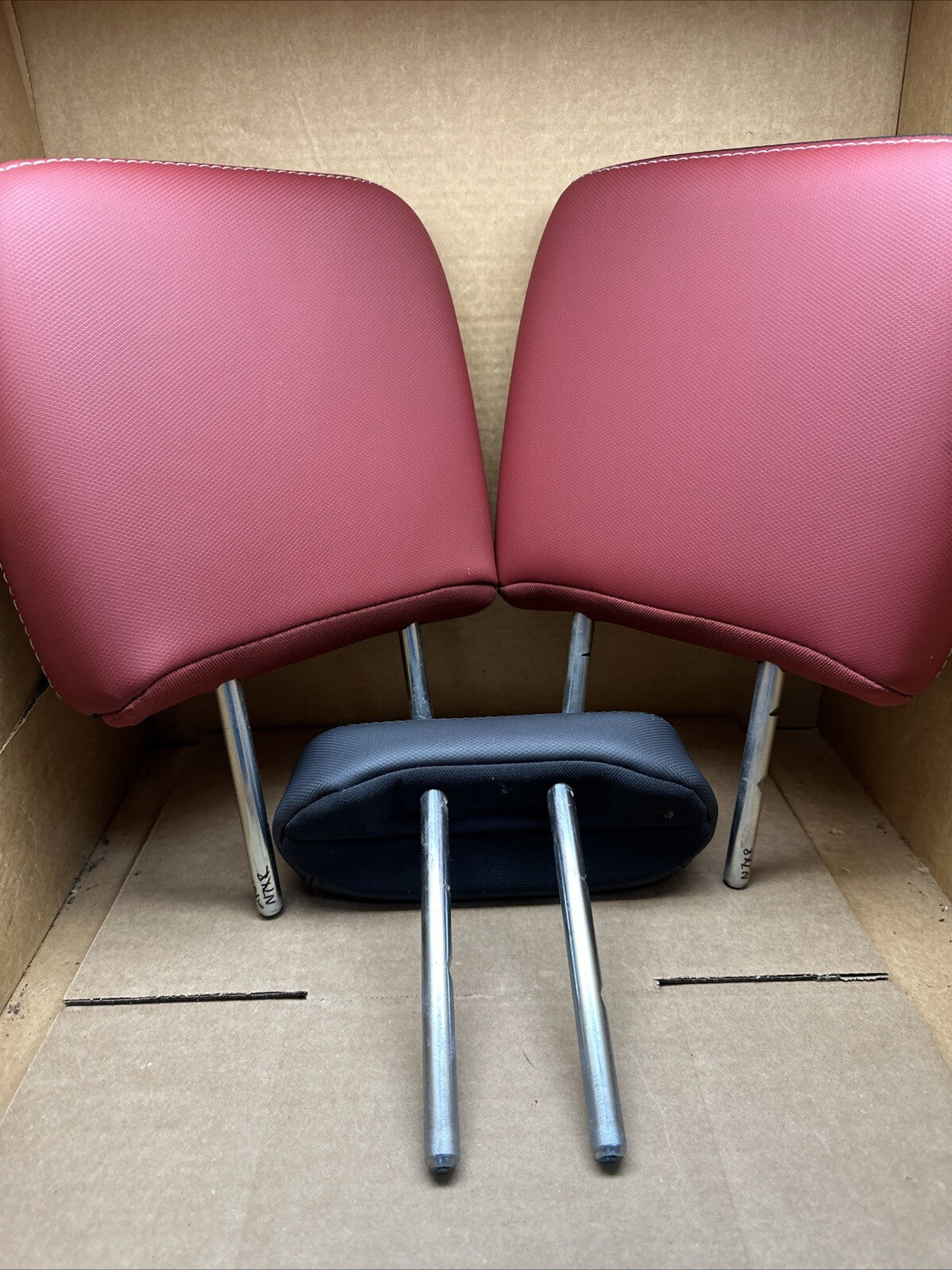 2009 2018 Dodge Ram 1500 Rebel Rear Black Red Leather Head Rest Headrest Set OEM5