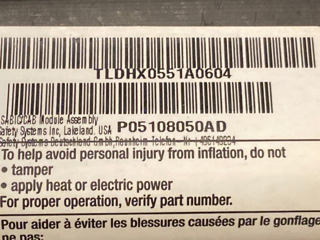 Charger Chrysler 300 Right Passenger Curtain Roof Air Bag Airbag P05108050AD4