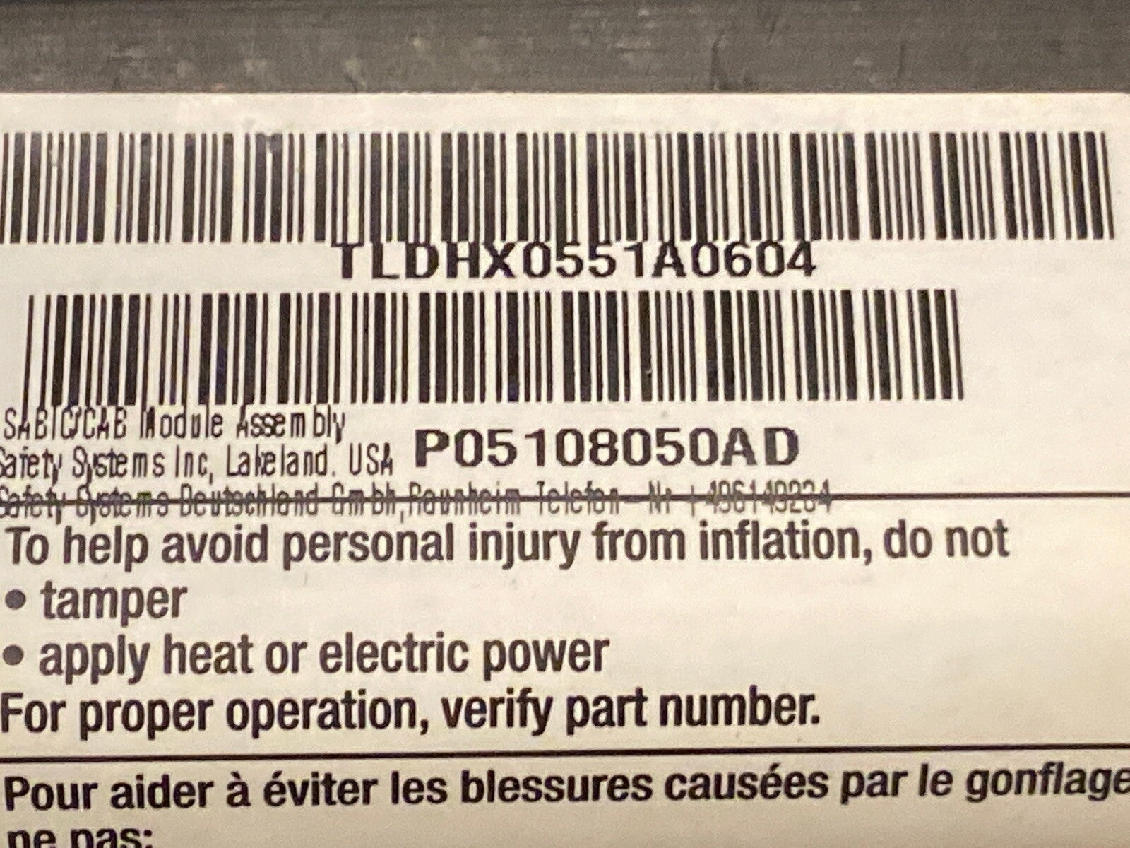 Charger Chrysler 300 Right Passenger Curtain Roof Air Bag Airbag P05108050AD4