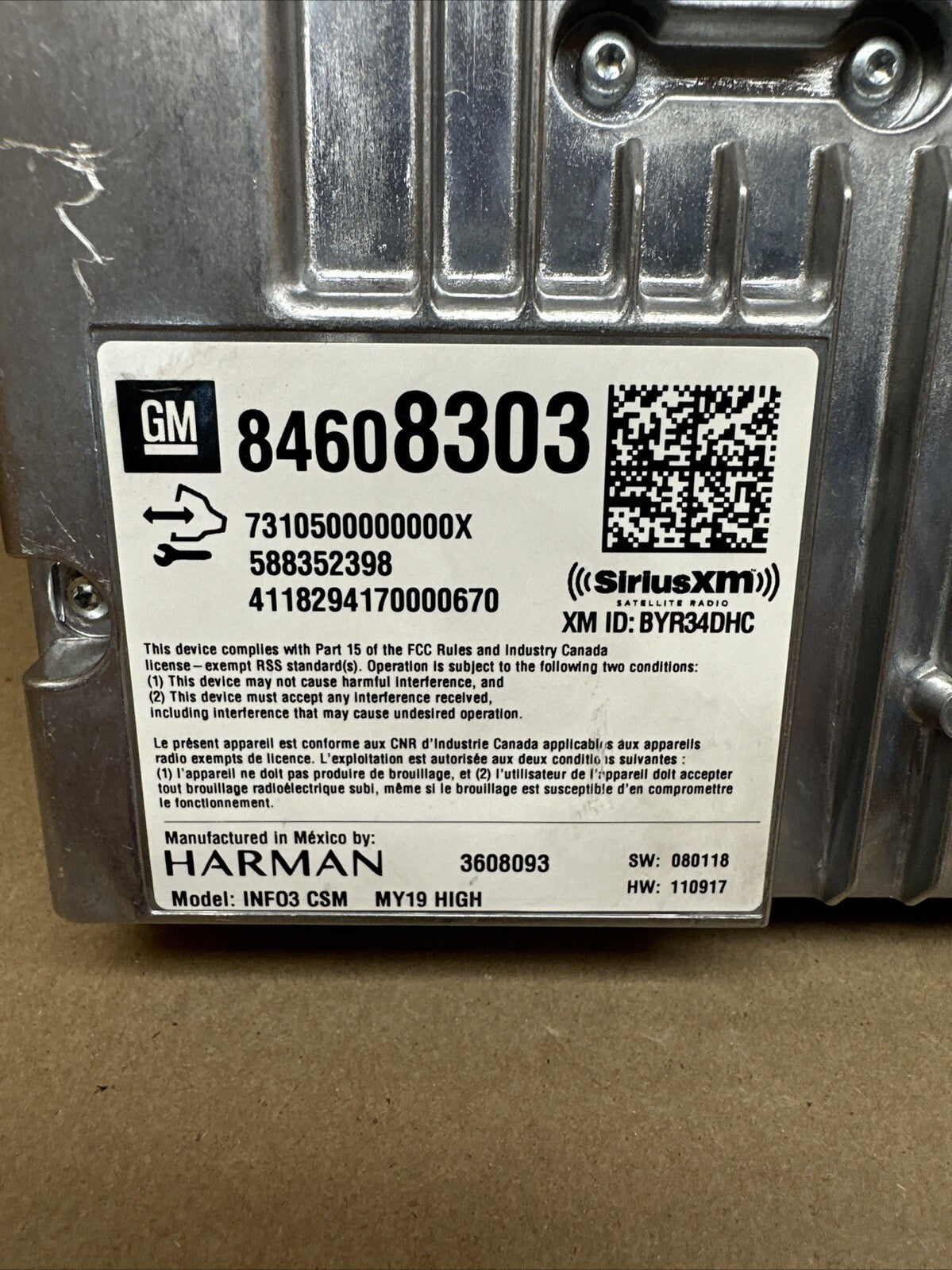 2018 2021 CHEVROLET EQUINOX RADIO RECEIVER CONTROL MODULE UNIT 846083031