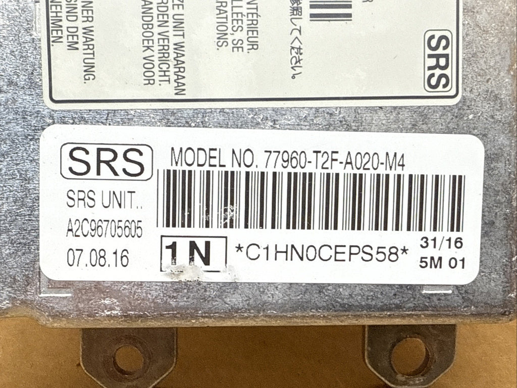 2016 2017 Honda Accord SRS AirBag Air Bag Control Module OEM 77960 T2F A020 M41