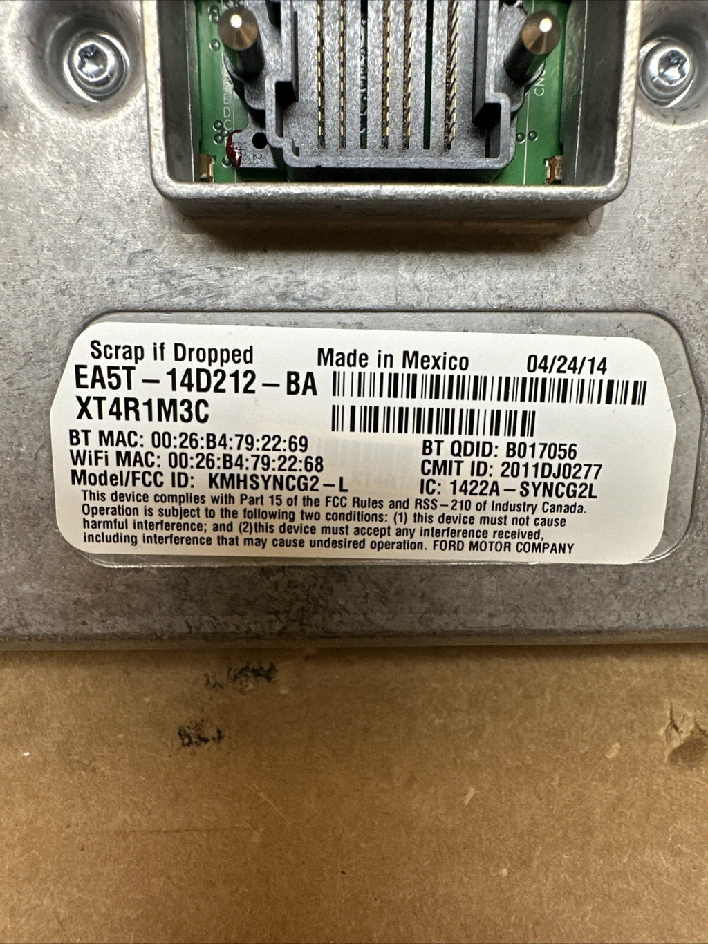 2012 2015 Ford Sync 2 Receiver Module EA5T 14D212 BA DJ5T 14F239 DC4