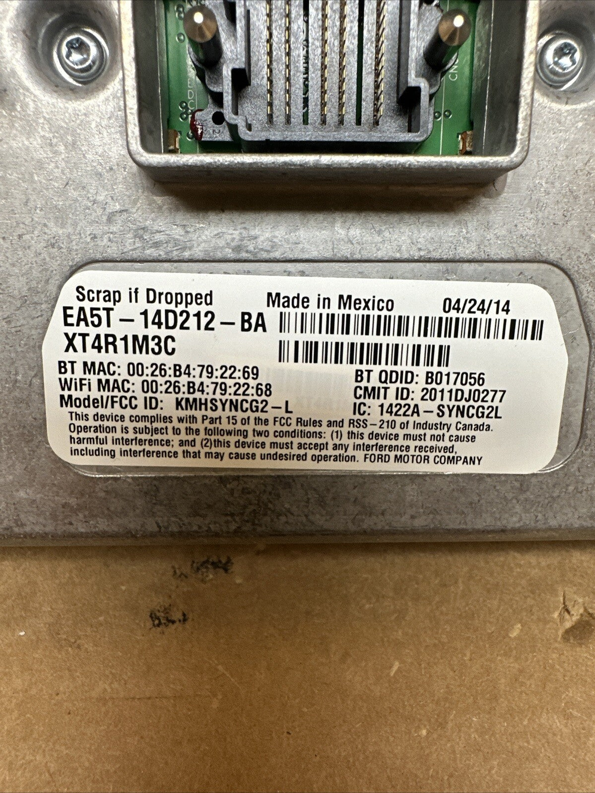 2012 2015 Ford Sync 2 Receiver Module EA5T 14D212 BA DJ5T 14F239 DC4