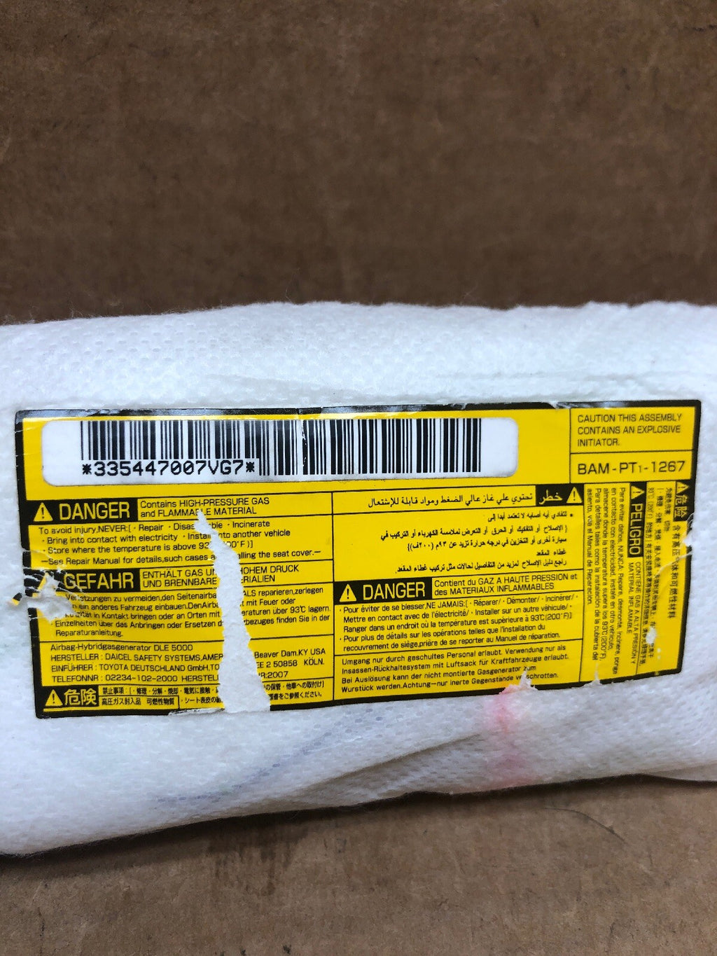 2007-2011 TOYOTA CAMRY FRONT LEFT SIDE DRIVER SEAT AIRBAG AIR BAG1