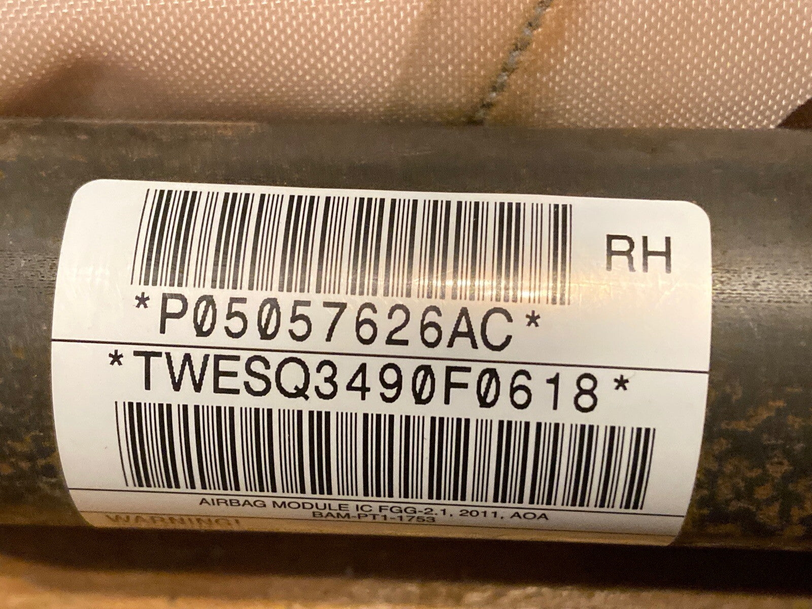 08 11 GRAND CARAVAN TOWN COUNTRY PASSENGER CURTAIN AIRBAG AIR BAG P05057626AC3