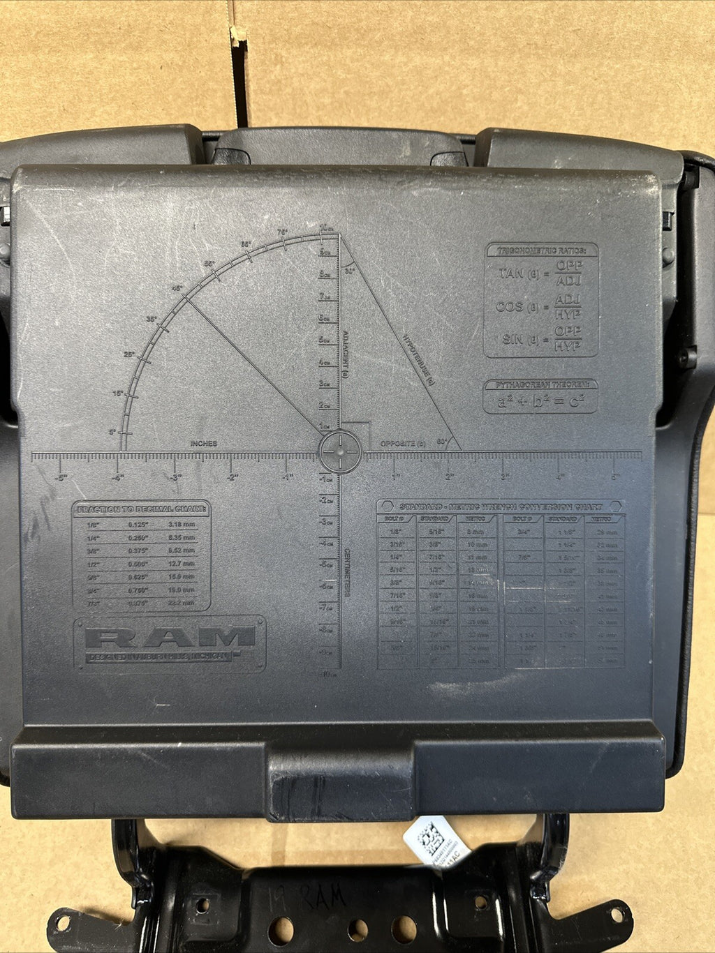 2019 2024 Ram 1500 Black Leather Center Console Lid Armrest Storage OEM6