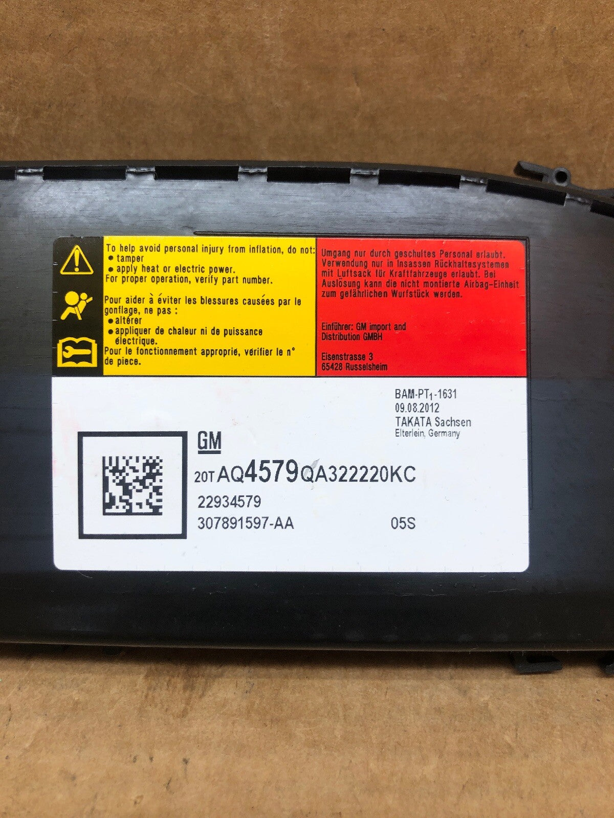 11 17 BUICK REGAL FRONT LEFT SIDE DRIVER SEAT AIRBAG AIR BAG 229345791