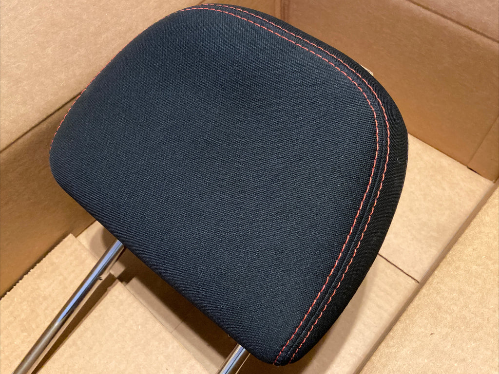10 14 Avenger Chrysler 200 Front Head Rest Headrest Cloth Black w/ Red Stitching5