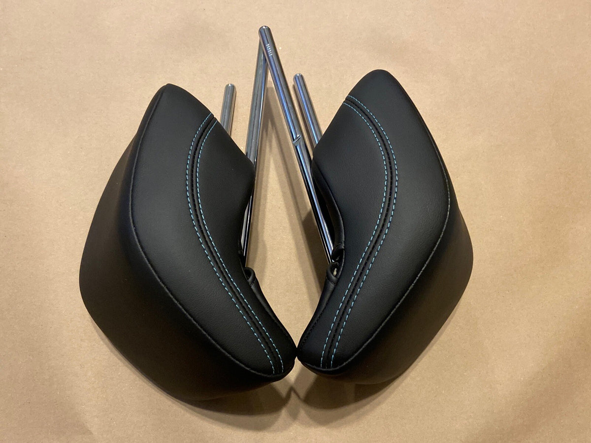 15 16 Trax Rear Left Right Seat Head Rest Headrest Leather Black Leather Aqua4