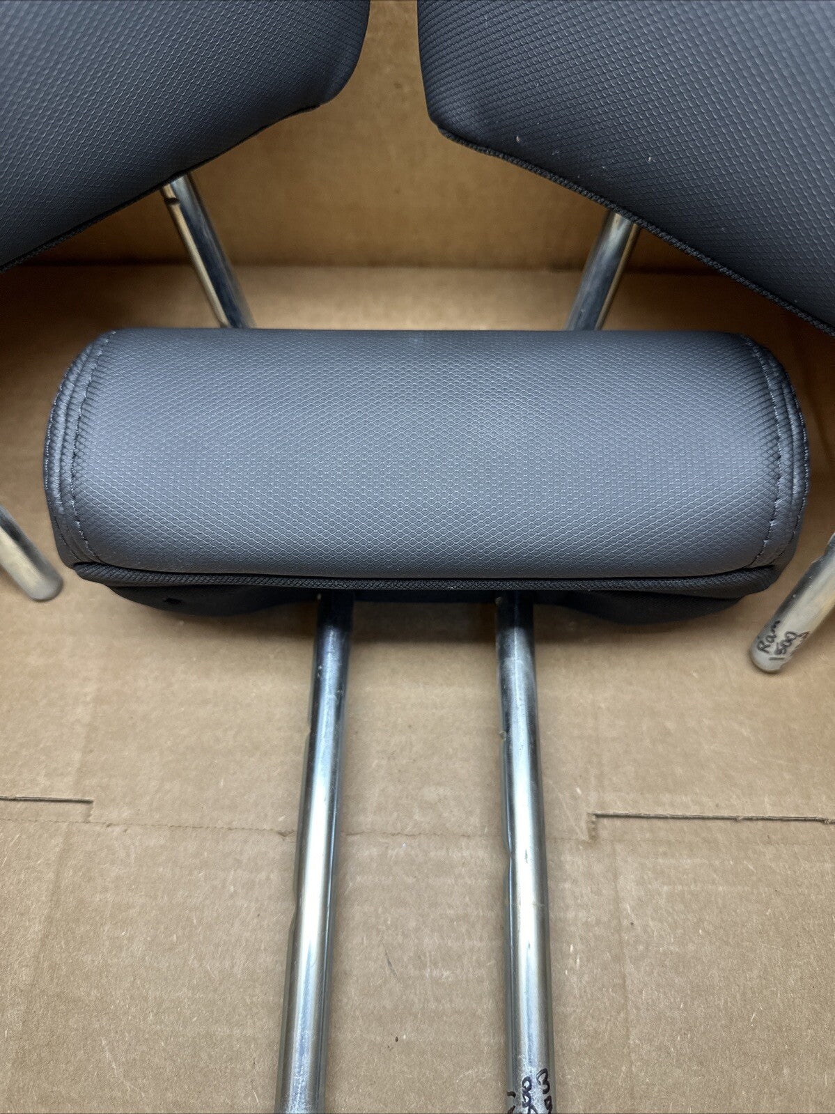2009 2018 Dodge Ram 1500 Rebel Rear Black Red Leather Head Rest Headrest Set OEM3