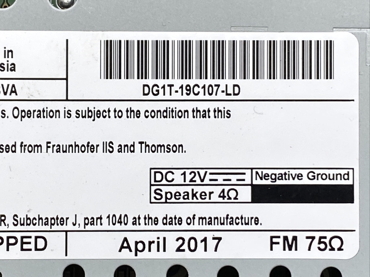 2016 2017 Ford Taurus Radio Stereo Receiver Disc Reader DG1T 19C107 LD8