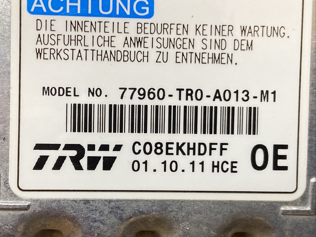 2012 Honda Civic Air Bag Airbag Computer Control Module Unit 77960 TR0 A013 M11