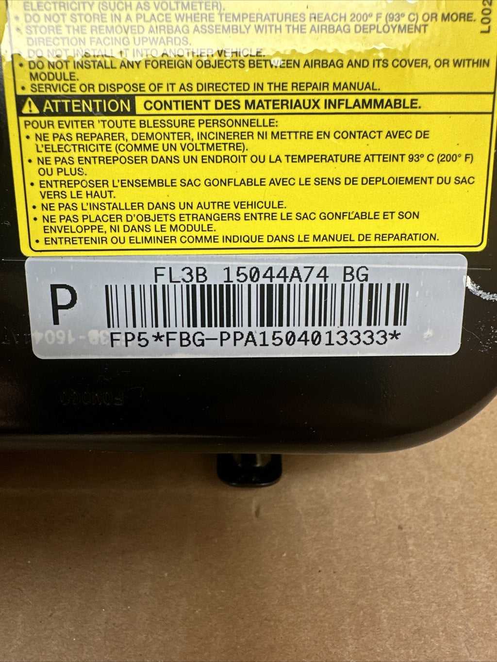 2015 2017 FORD F 150 F150 PASSENGER RIGHT DASH AIR BAG AIRBAG FL3B 15044A74 BG3