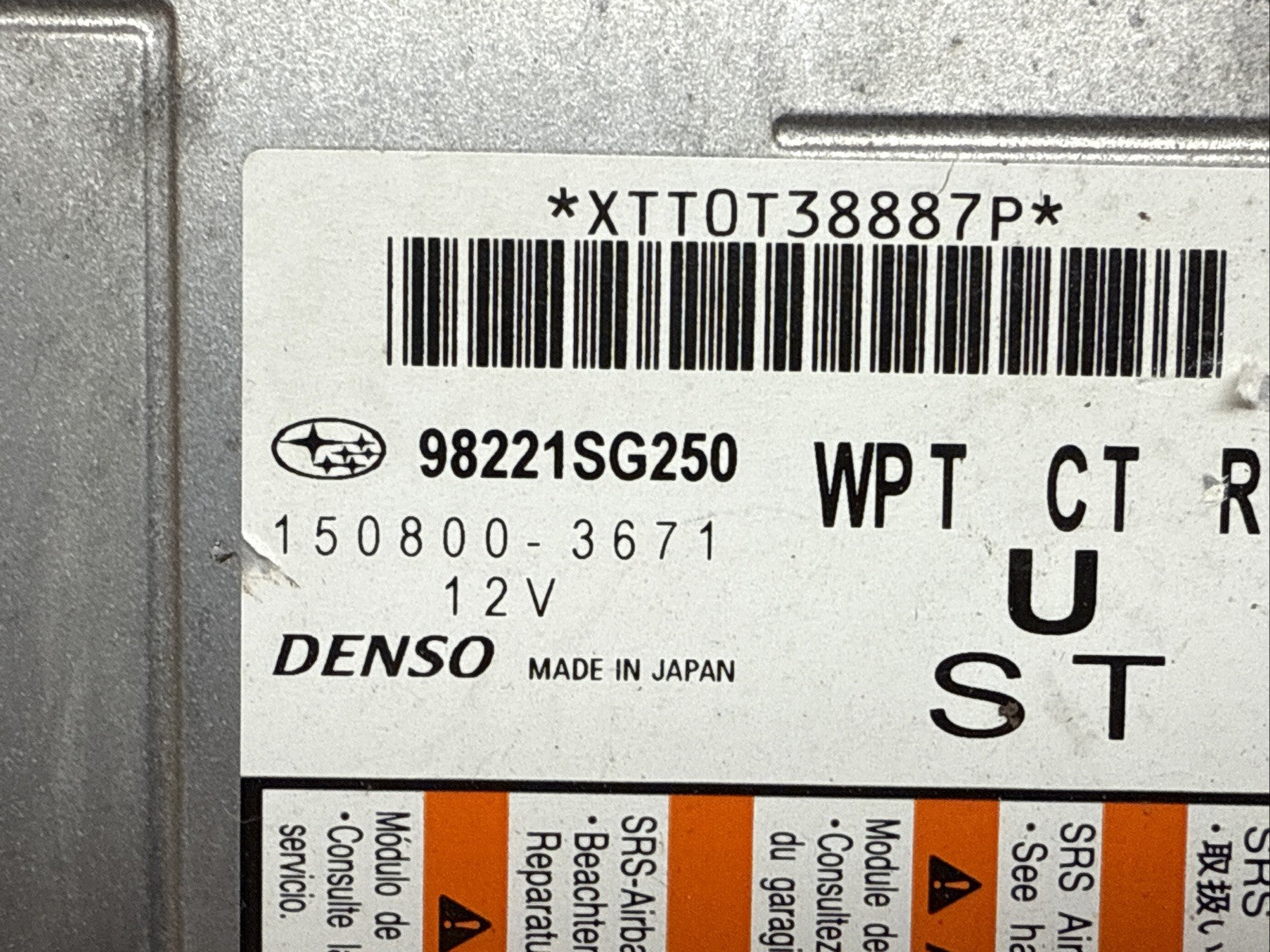 2017 2018 Subaru Forester SRS Air Bag Airbag Control Module 98221SG2501