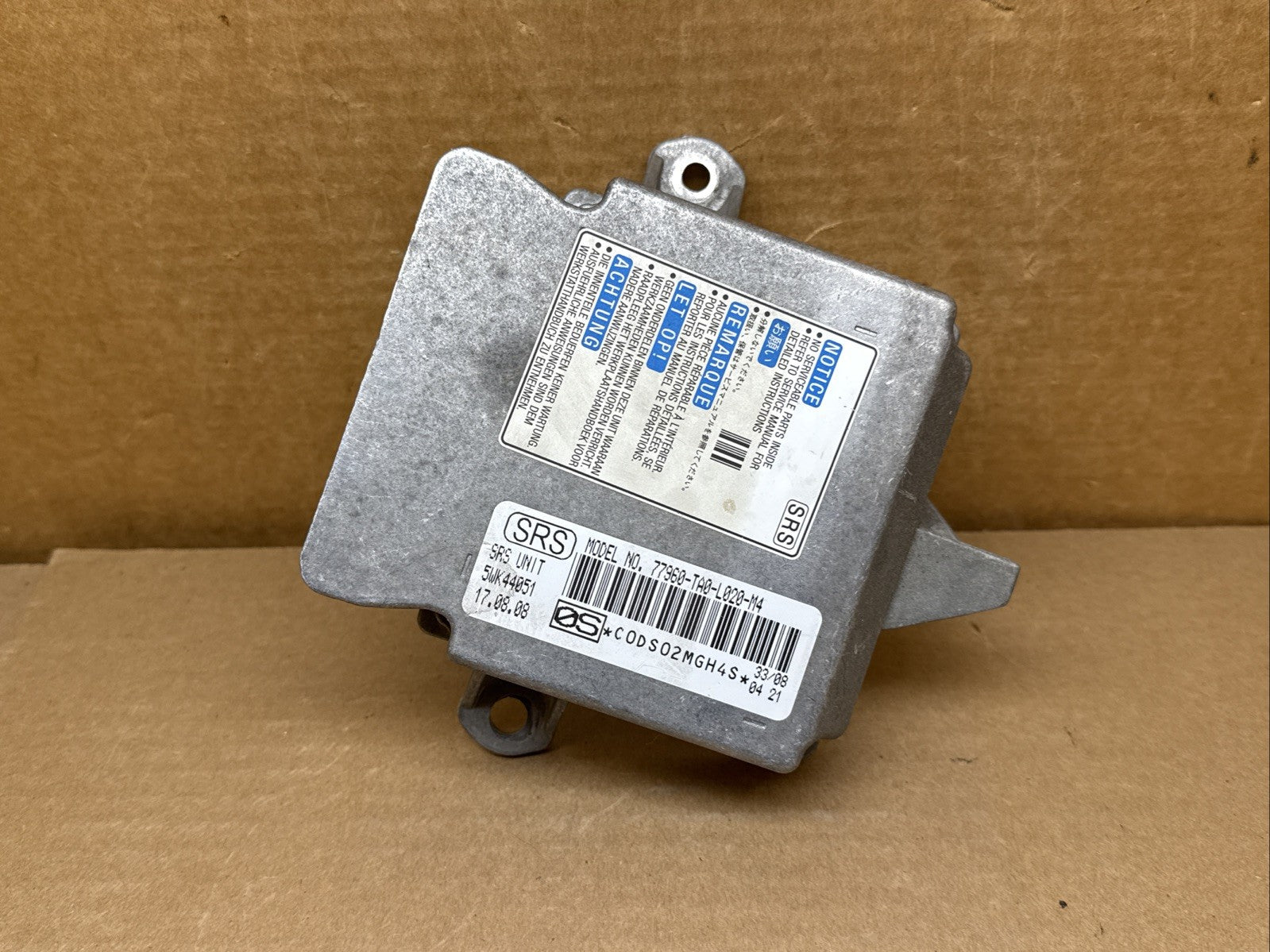 Honda Accord SRS AirBag Air Bag Control Module OEM 77960 TA0 L020 M40
