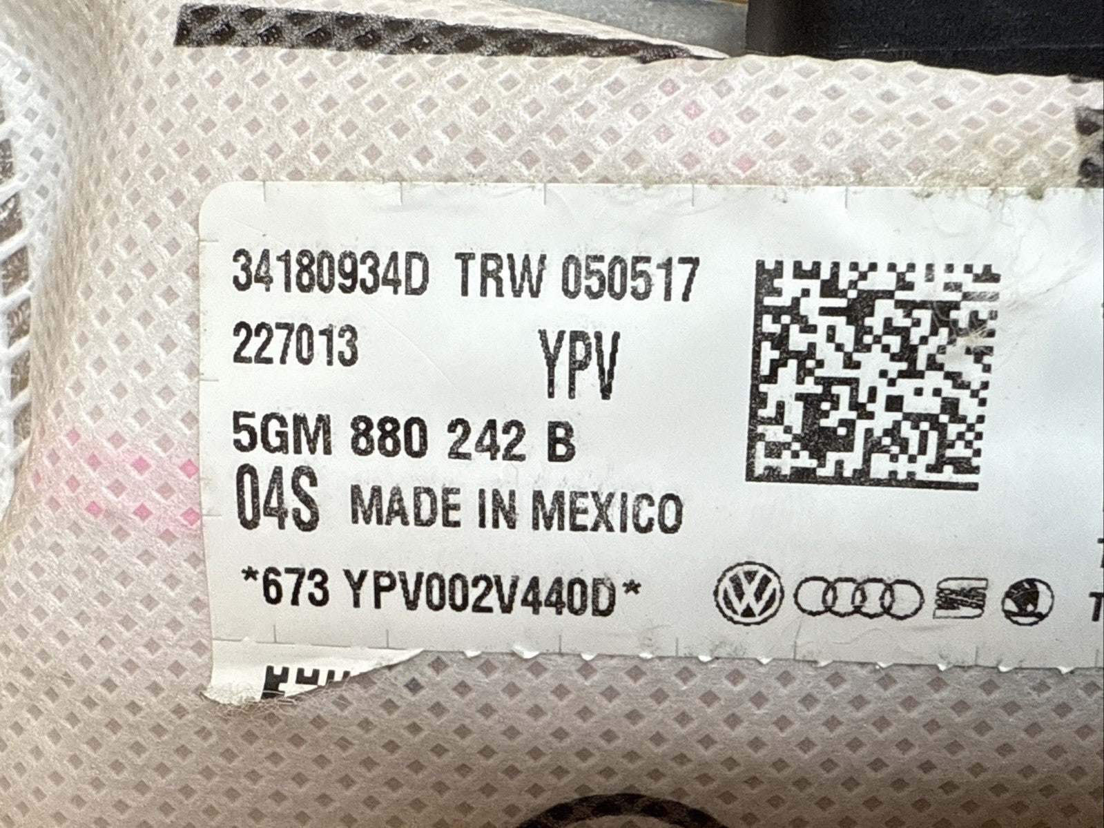 2015 2021 VW Volkswagen Golf Front Right Side Passenger Seat Air Bag Airbag2