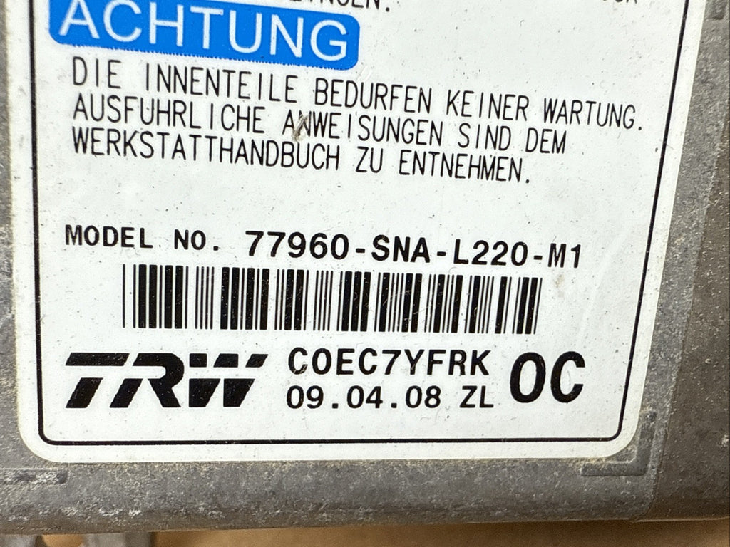 Honda Civic SRS AirBag Air Bag Control Module OEM 77960 SNA L220 M11