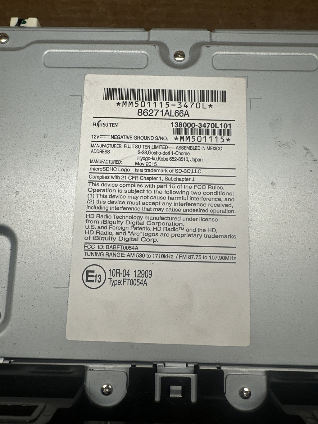 2015 2017 Subaru Legacy Radio OEM Touch Screen Touchscreen Receiver 86271AL66A4