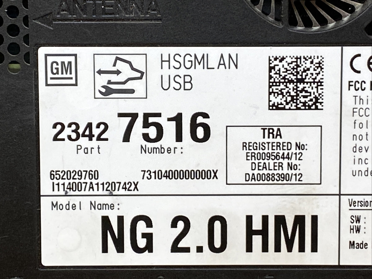 2014 GM HMI Human Machine Interface NG 2.0 Control Module 234275161