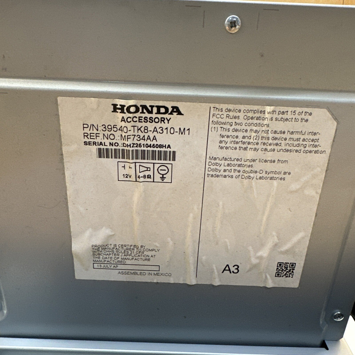 2014 2016 Honda Odyssey Touch Screen Radio Display Unit 39540 TK8 A310 M1 OEM5