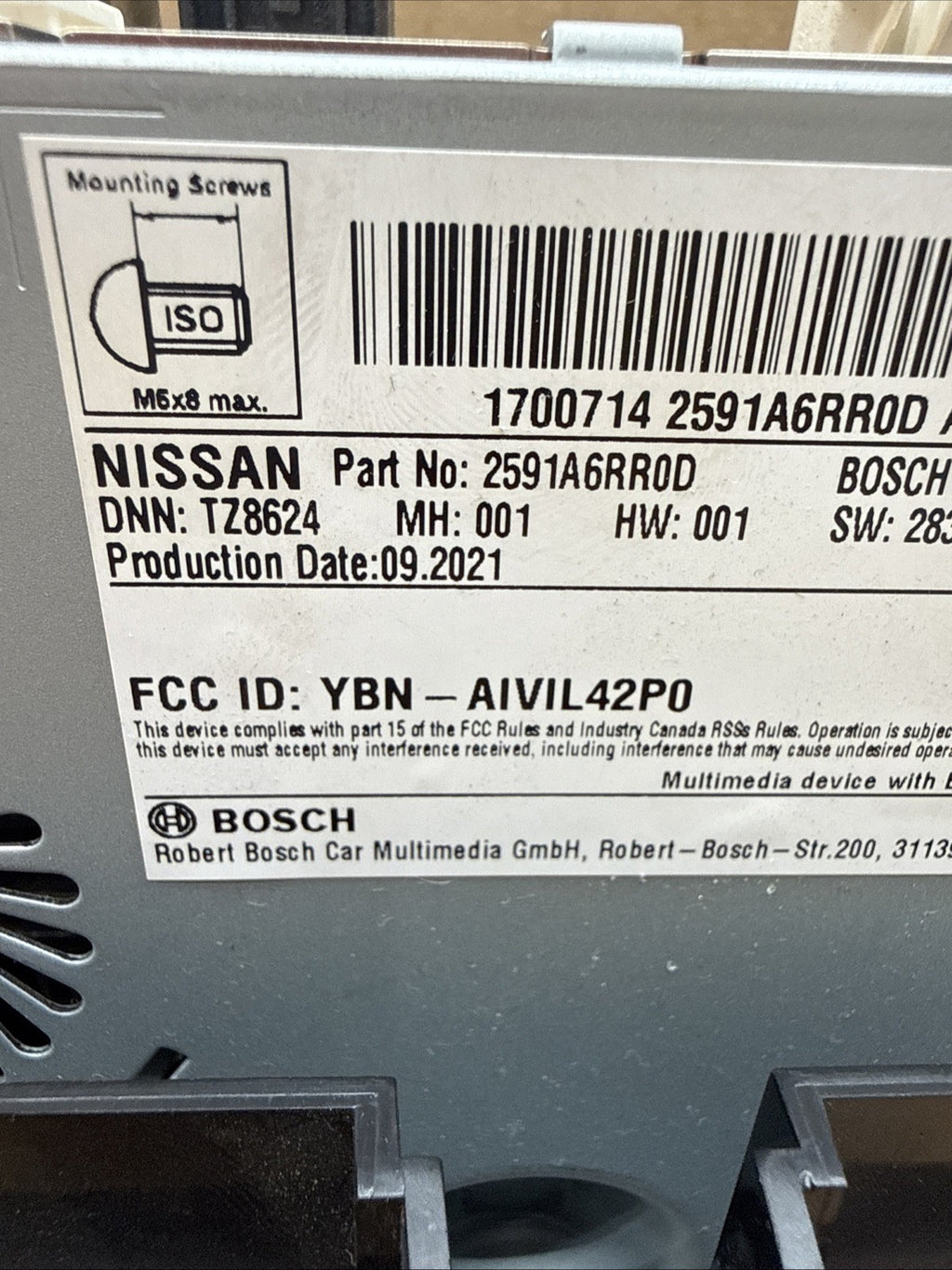 2021 2023 Nissan Rogue OEM Display Receiver Touch Screen Radio 2591A6RR0D4