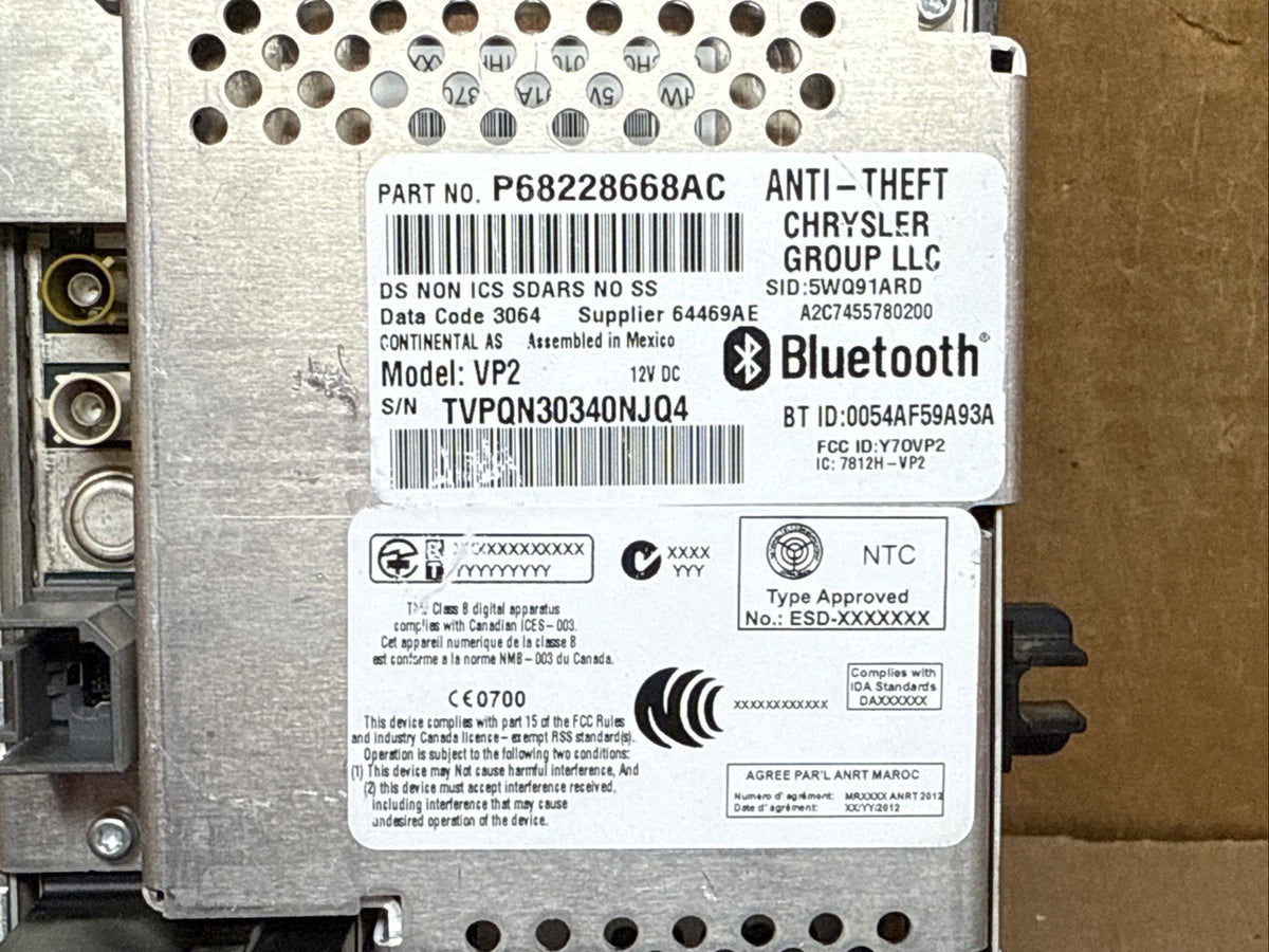 2013 2016 RAM 1500 DODGE Uconnect Multi Media Radio Bluetooth OEM 68228668AC8