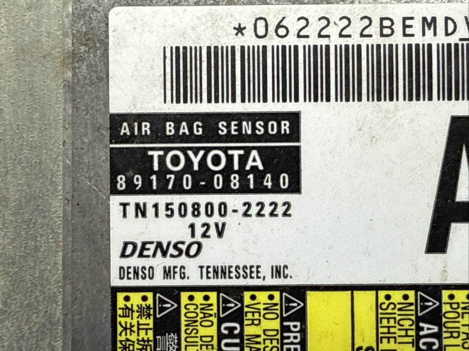 2015 2016 Toyota Sienna Air Bag Airbag Control Module Computer 89170 081401