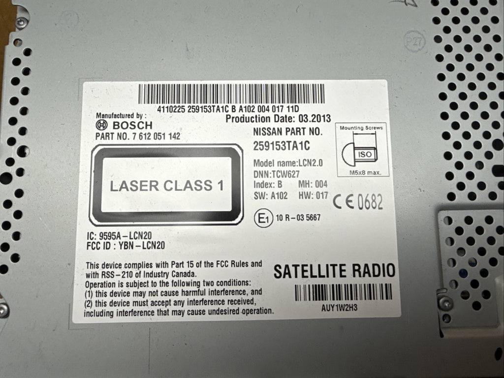 13 16 Nissan Altima Audio Radio Stereo Info Display Touch Screen 259153TA1C7