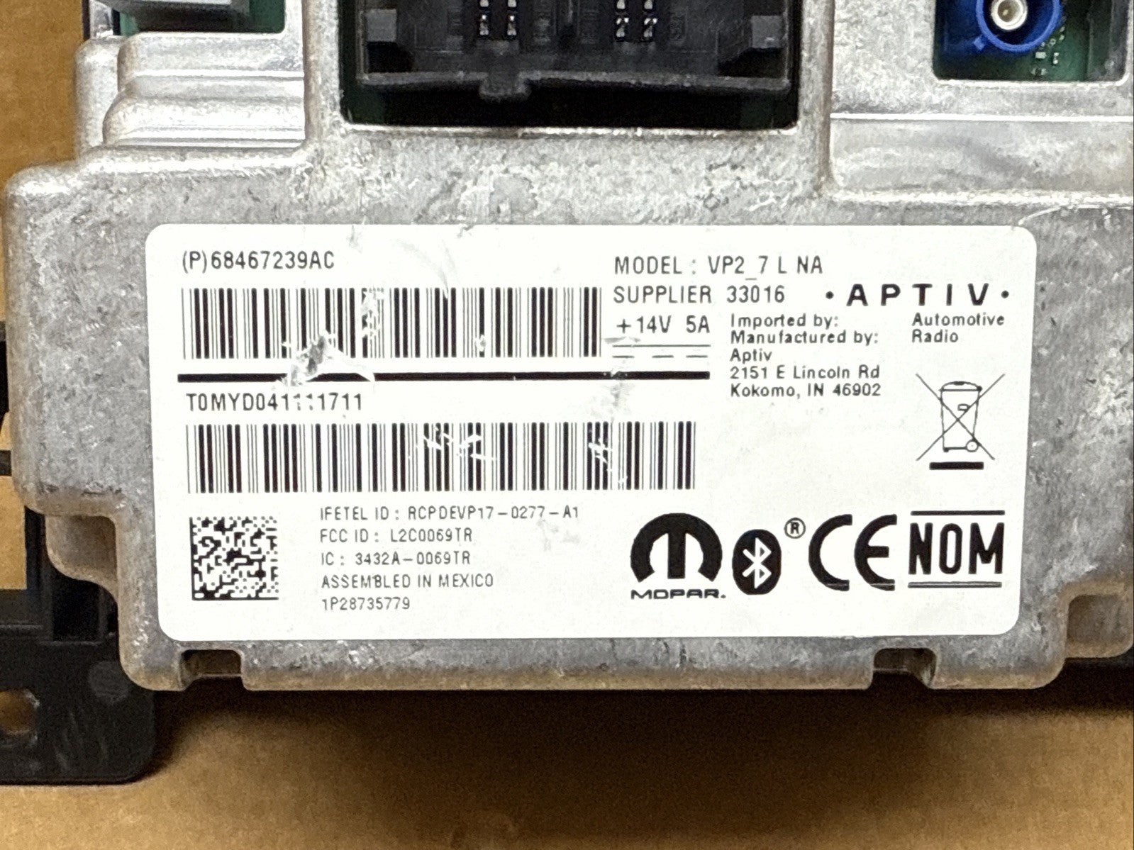 2021 2023 Challenger Police Screen Radio Receiver OEM 68467239AC6