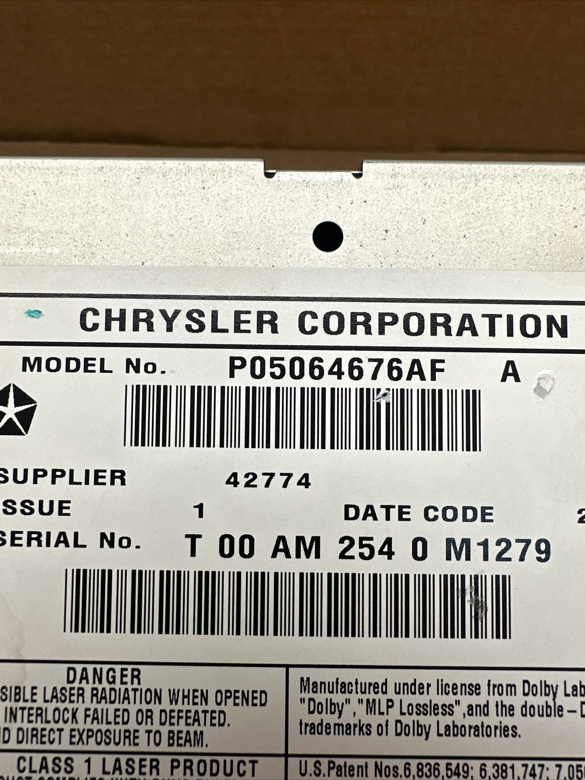 Jeep Dodge Chrysler RBZ MyGIG Touchscreen Radio P05064676AF 05064676AF5