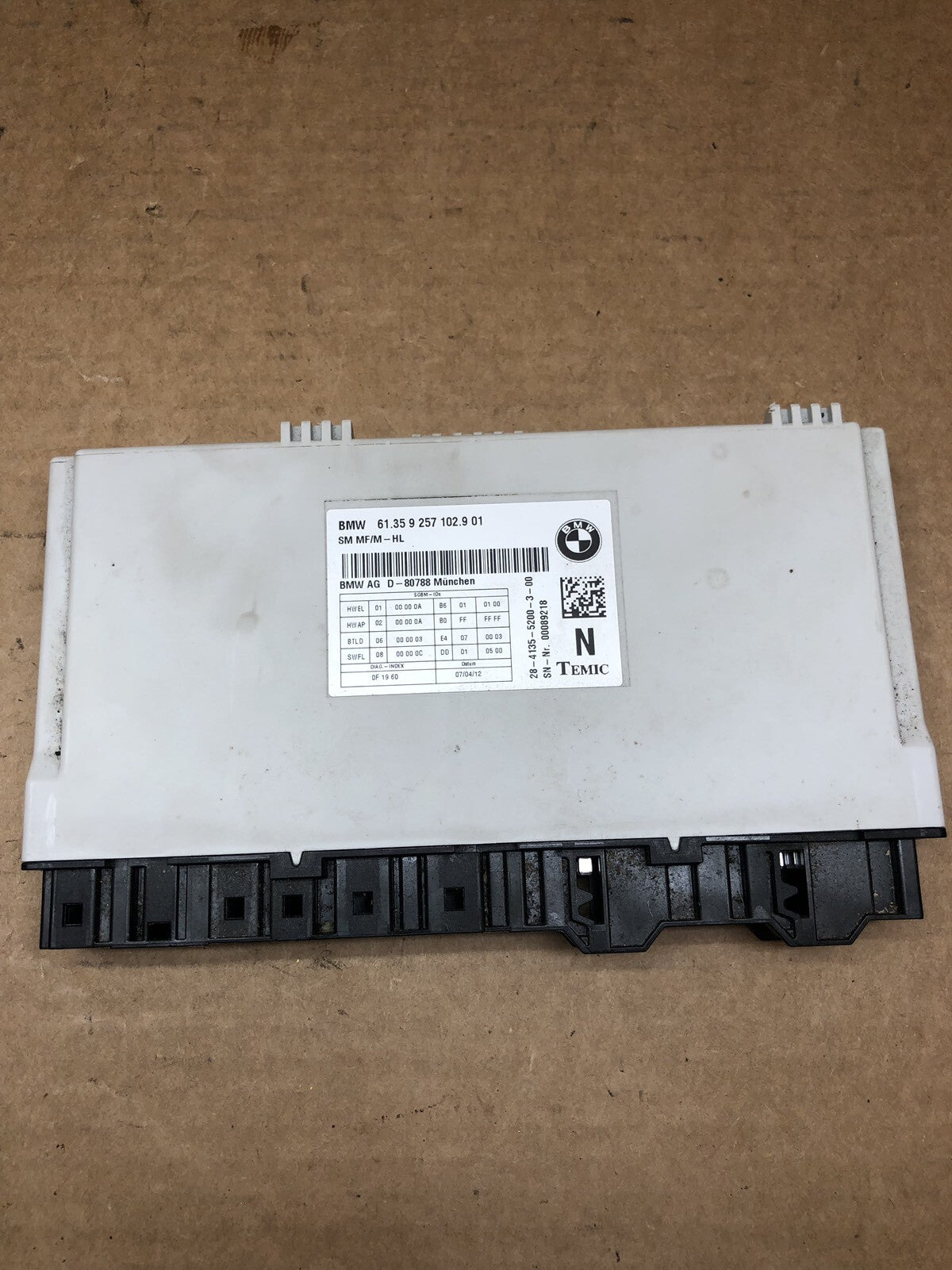 2012 BMW 750 TEMIC CONTROL UNIT OEM 61359257102901 A160