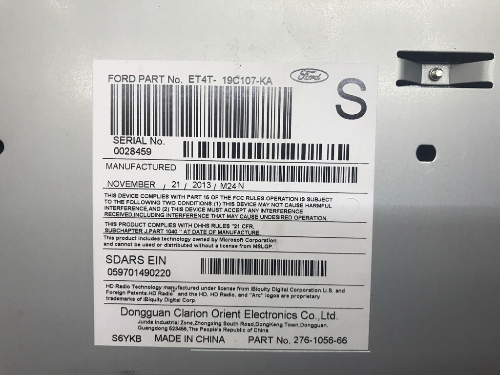 2014 Edge MKX OEM CD Player Satellite Radio Module ET4T 19C107 KA PU 3908L A7