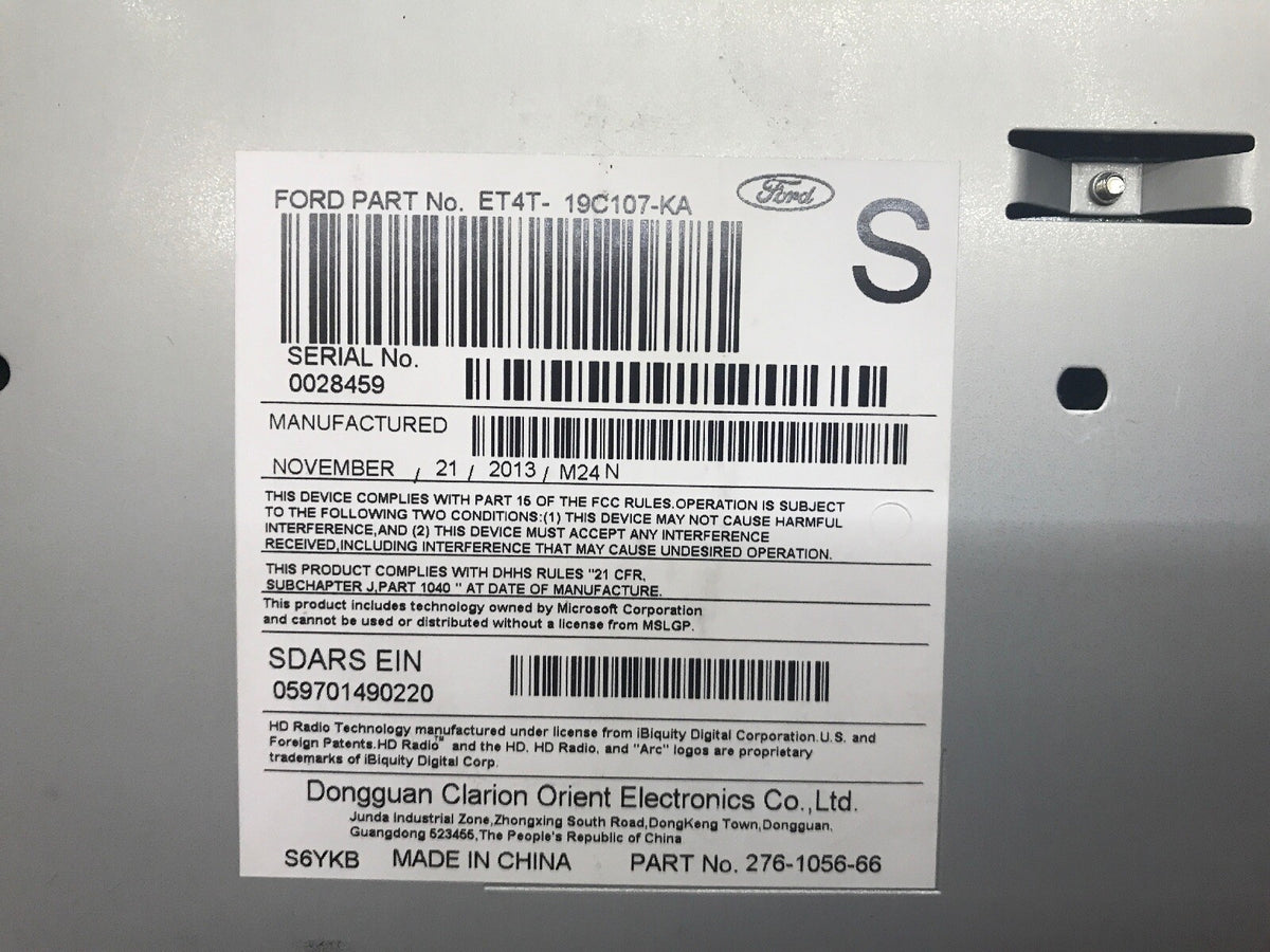 2014 Edge MKX OEM CD Player Satellite Radio Module ET4T 19C107 KA PU 3908L A7