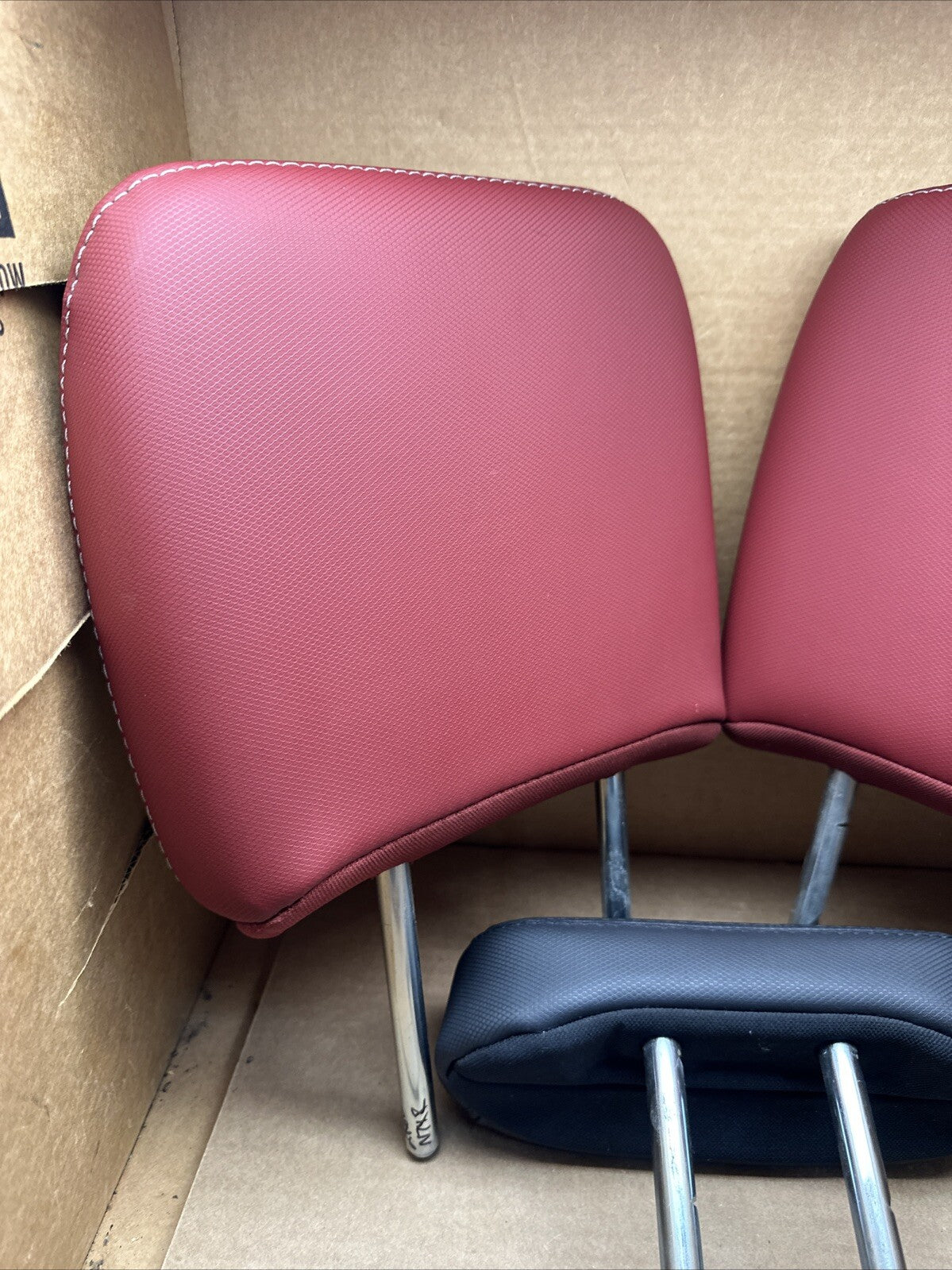 2009 2018 Dodge Ram 1500 Rebel Rear Black Red Leather Head Rest Headrest Set OEM6