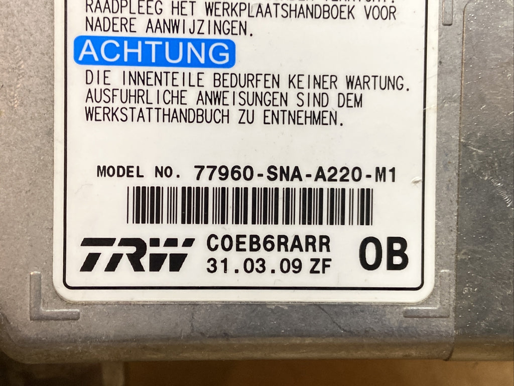 Honda Civic Coupe Air Bag Airbag Computer Control Module 77960 SNA A220 M12