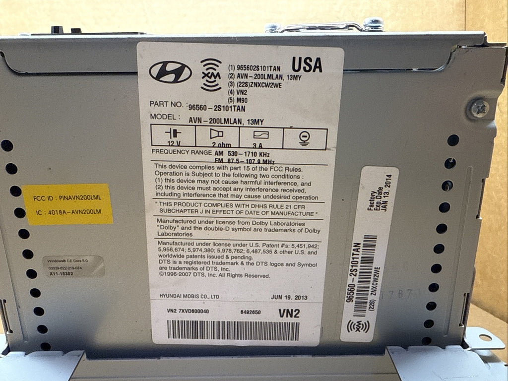 2010 2013 Hyundai Tucson Audio Radio Media Display Screen OEM 96560 2S101TAN10