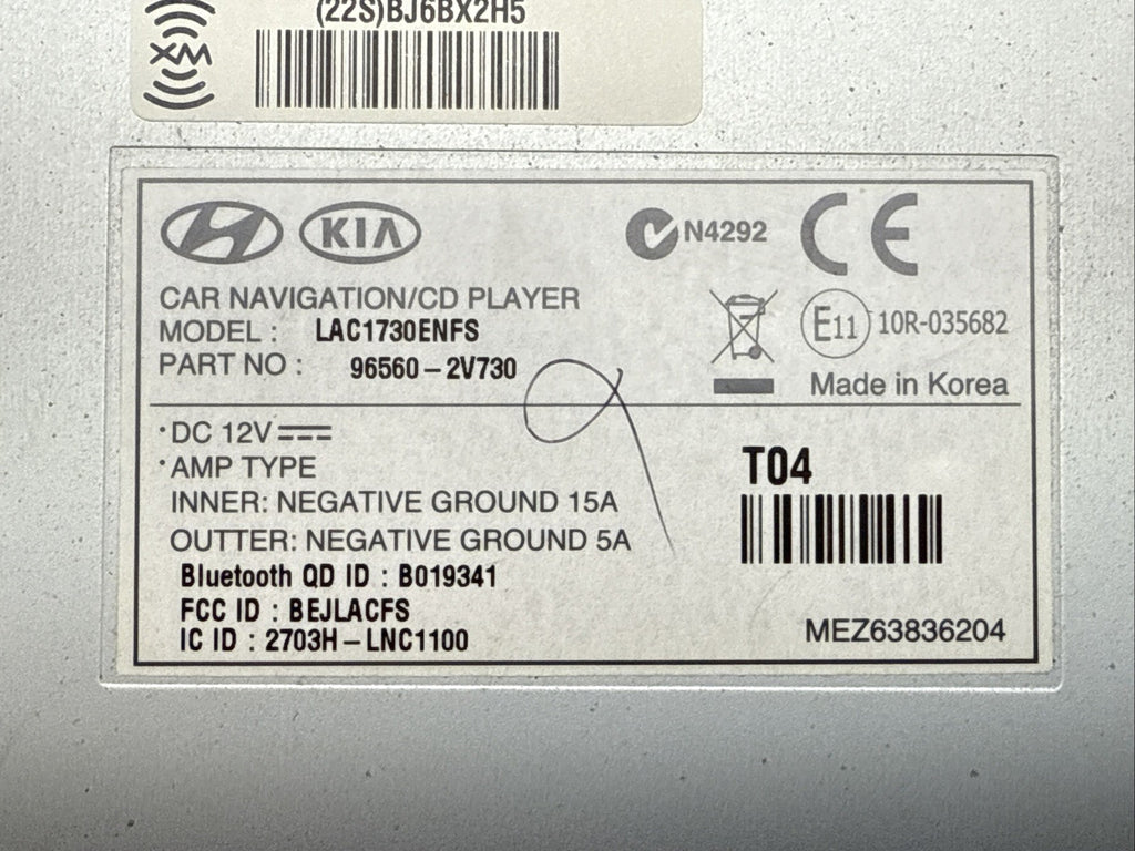 2012 2015 Hyundai Veloster Radio Touchscreen Receiver Unit 96560 2V73011