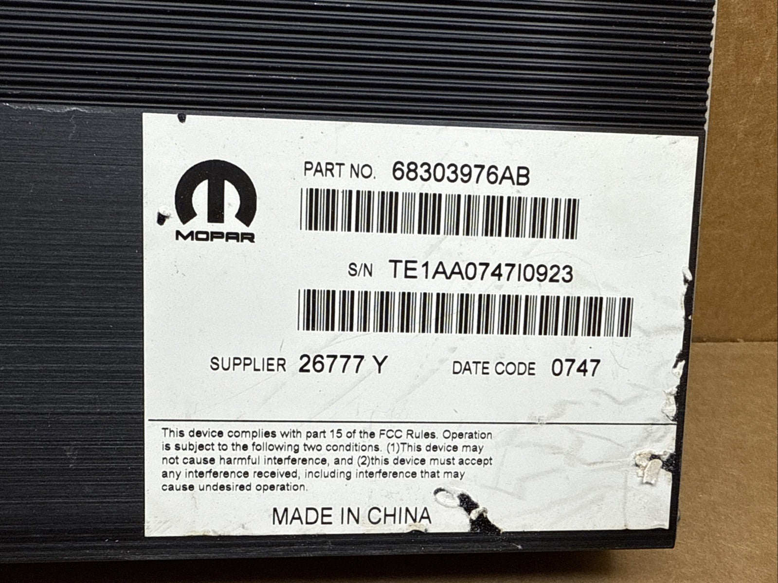 2017 2021 Charger Challenger Chrysler 300 Audio Amplifier Amp OEM 68303976AB1