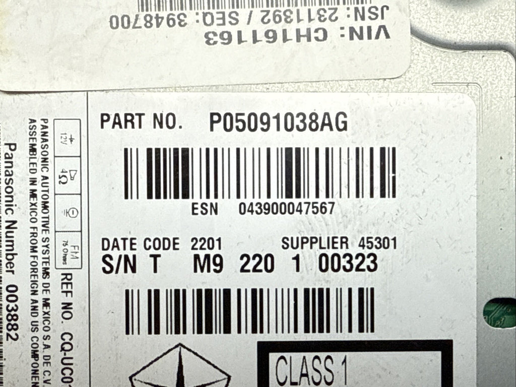 2011 2014 Chrysler 300 Dodge Charger Radio Receiver Disc Reader OEM 05091038AG7