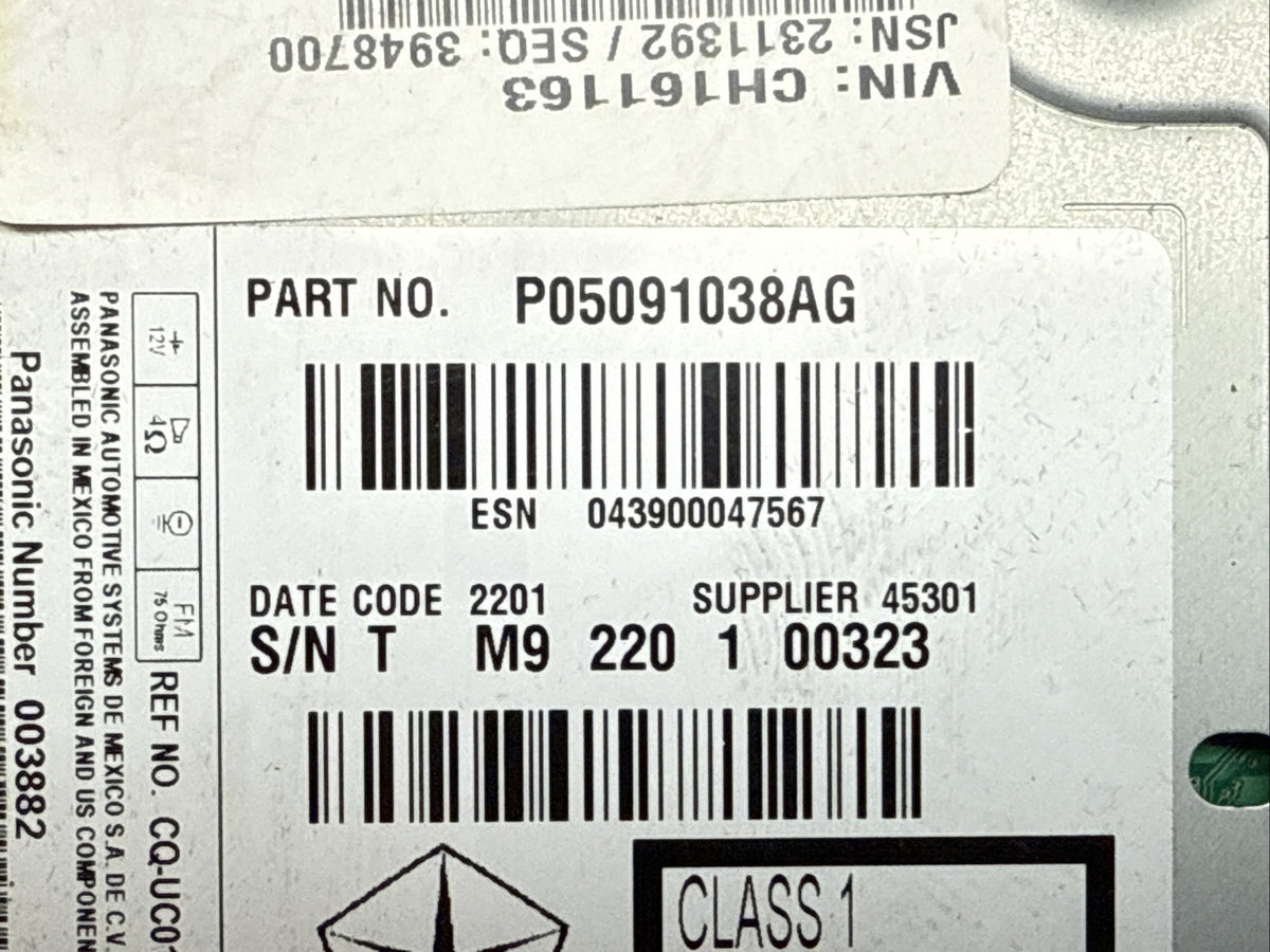 2011 2014 Chrysler 300 Dodge Charger Radio Receiver Disc Reader OEM 05091038AG7