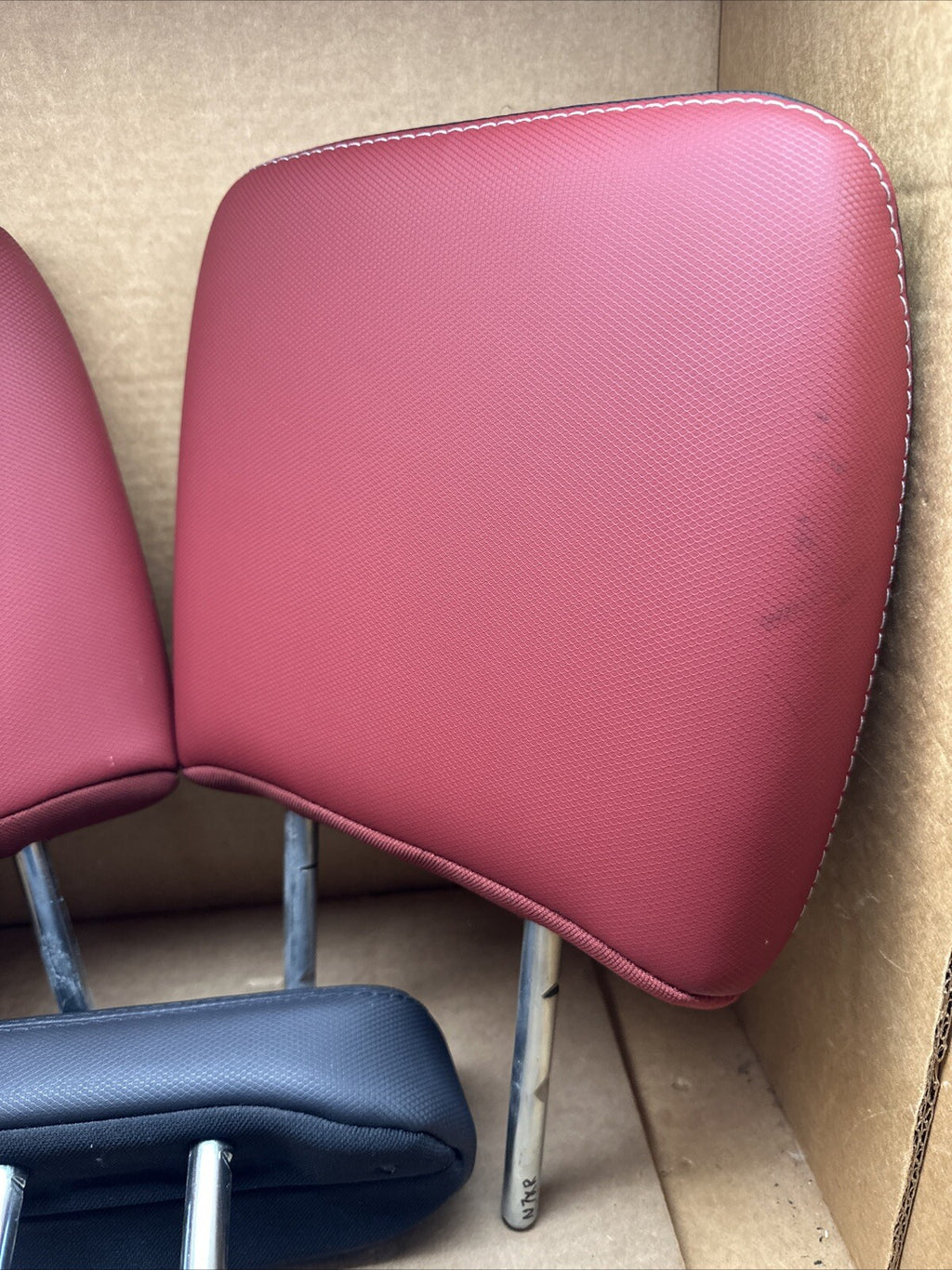 2009 2018 Dodge Ram 1500 Rebel Rear Black Red Leather Head Rest Headrest Set OEM7