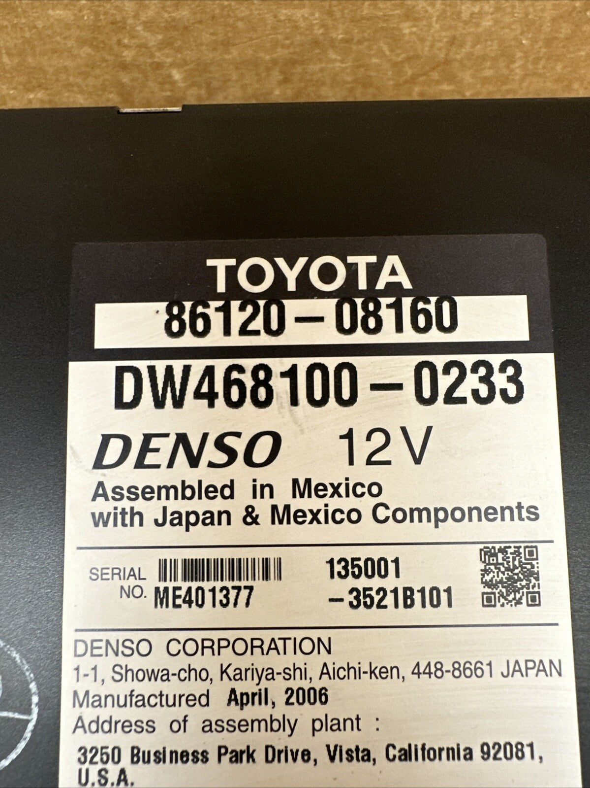 2006 2010 Toyota Sienna Navigation GPS System JBL Radio CD Player 86120 081605