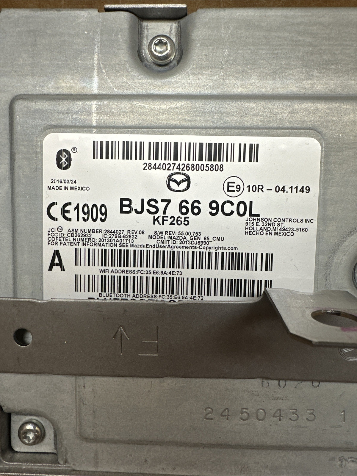 2014 2016 Mazda 3 Bluetooth Radio Receiver Module OEM BJS7 66 9C0L6