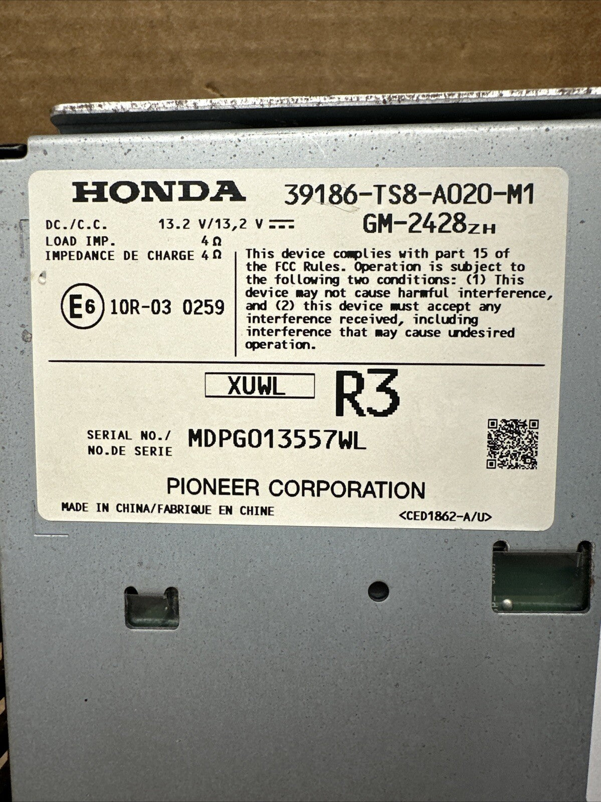 2012 2013 Honda Civic Si Coupe Amp Amplifier Assembly 39186 TS8 A020 M12