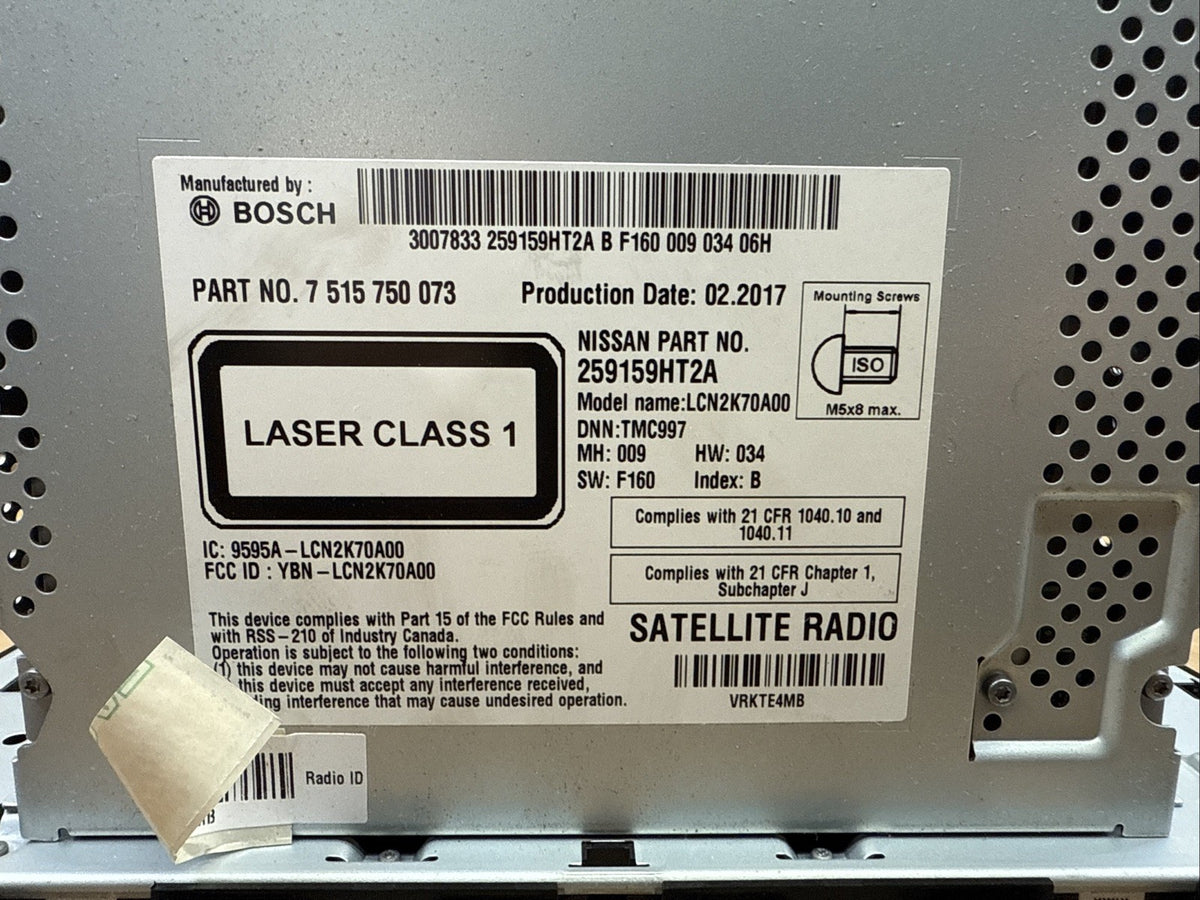 2016 2018 Nissan Altima Audio Radio Stereo Info Display Screen 259159HT2A10