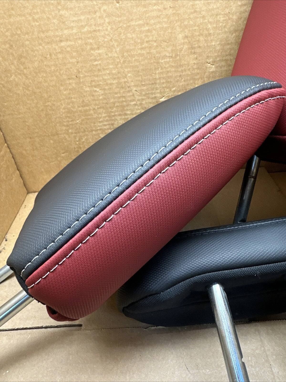 2009 2018 Dodge Ram 1500 Rebel Rear Black Red Leather Head Rest Headrest Set OEM9